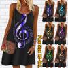 Women Flower Flashing Note Printed Mini Dress Sleeveless Party Dress Summer Beach Dress Sundress
