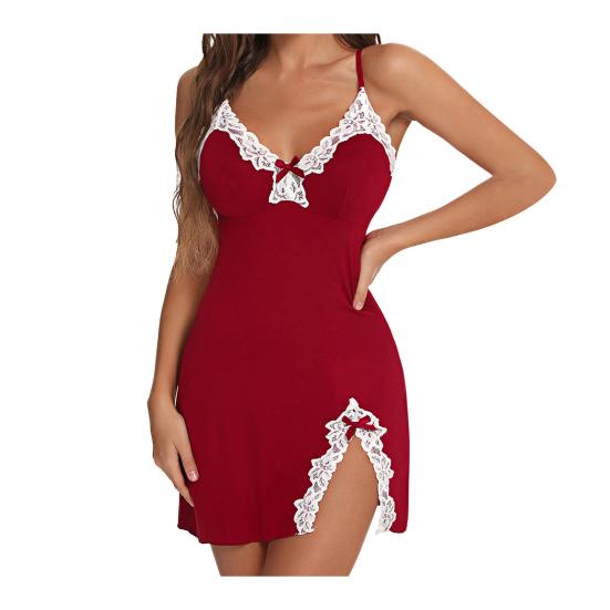 Летняя женская ночная рубашка с открытой спиной и глубоким V-образным вырезом, без рукавов, кружевная отделка, разрез по низу, ночная рубашка на тонких бретельках, спальня, медовый месяц, брачная ночь