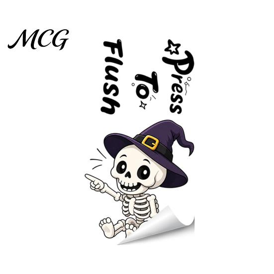 Self-adhesive Toilet Decal Sticker, Self-Adhesive Waterproof PVC Halloween Decal, Owls No Glue Sticker Ghosts Black Cats Skeletons Flushing