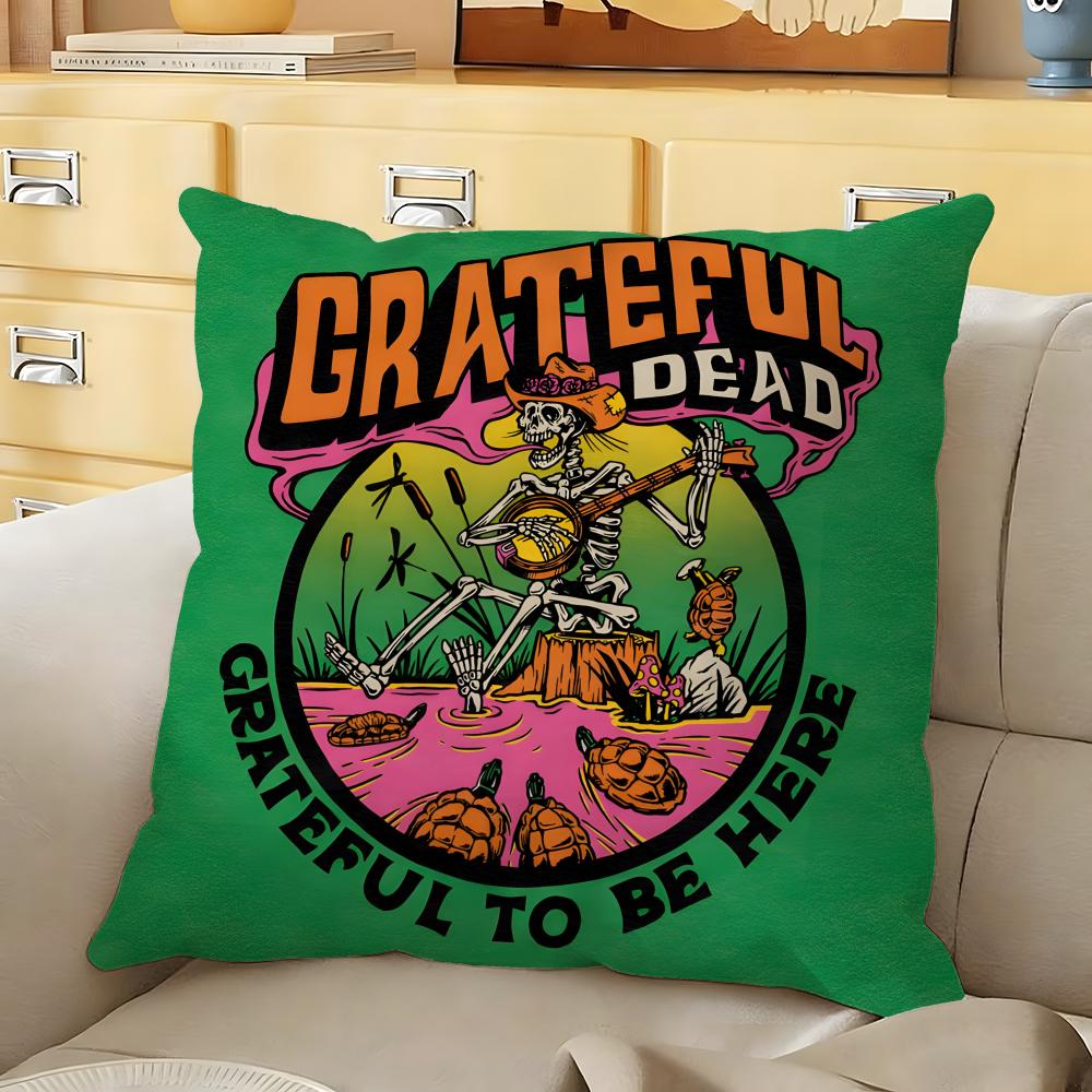 GGrateful DDead rock band Cushion Cover Soft Durable Reversible Pillow Cover Home Car MultiScene Daily Comfort Pillowcase