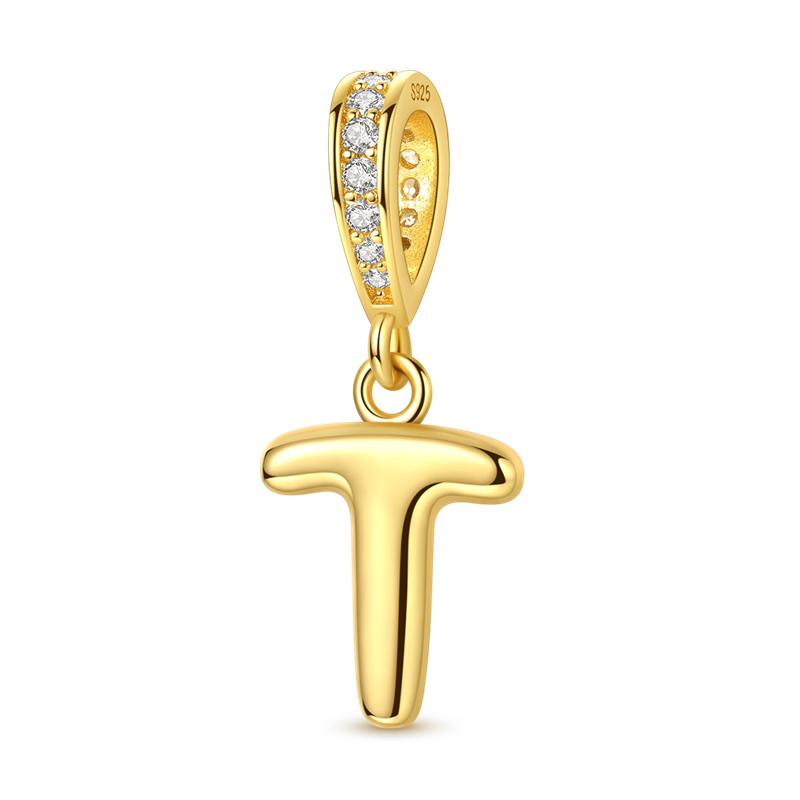 925 Silver Golden Series Charms Bead with CZ Zircon Whale Butterfly Sun Pendant for DIY Fashion Jewelry Bracelet