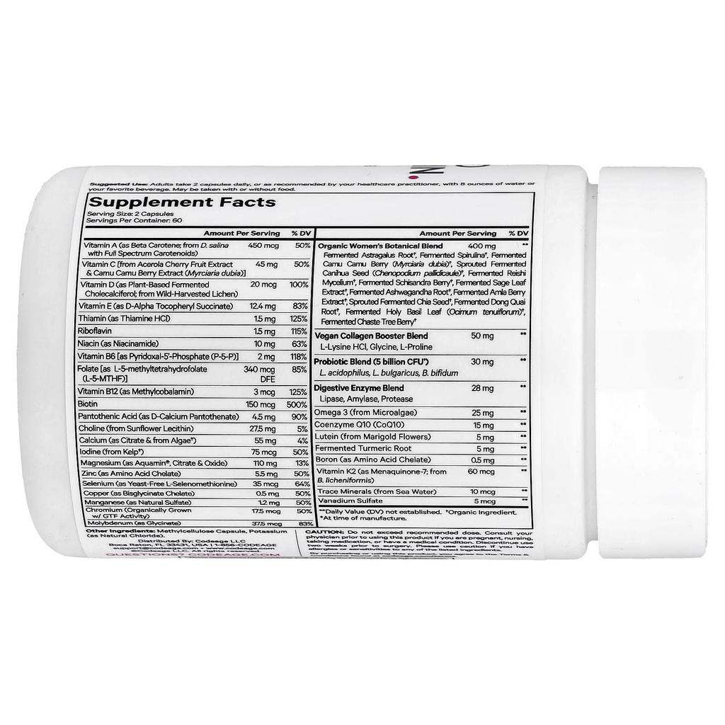 Fermented Multivitamin for Women, Veggie Capsules 120