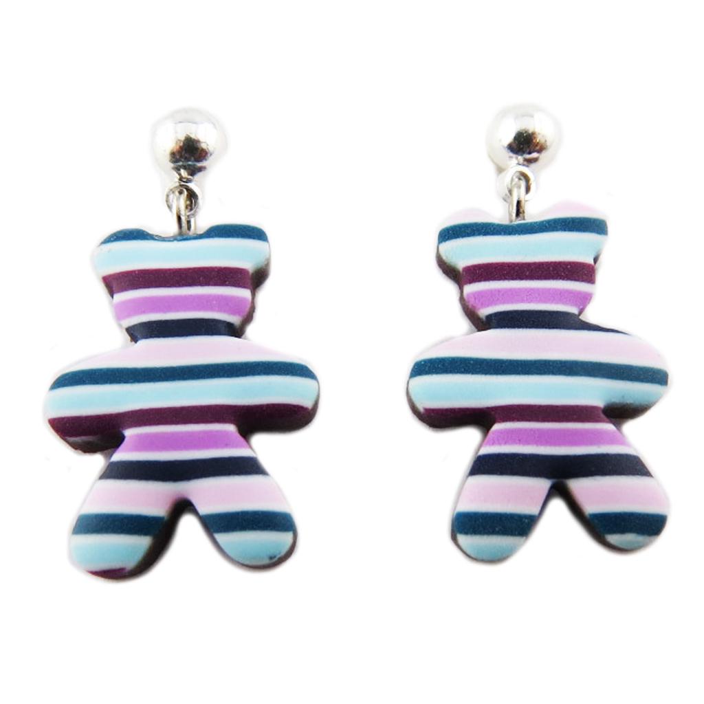 Les Trésors De Lily [R1331] - Handmade Earrings 'Colombine & Harlequin' Purple Blue (teddy) - 17x13 Mm