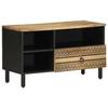 VidaXL TV Cabinet Black 80x33.5x46 Cm Solid Raw Mango Wood, TV Bench, Hi-fi Cabinet, Entertainment Center, TV Buffet, 4018645