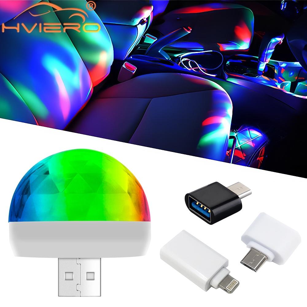Car USB Ambient Light DJ RGB Mini Colorful Music Sound Led USB Interface Holiday Party Atmosphere Interior Dome Trunk Lamp