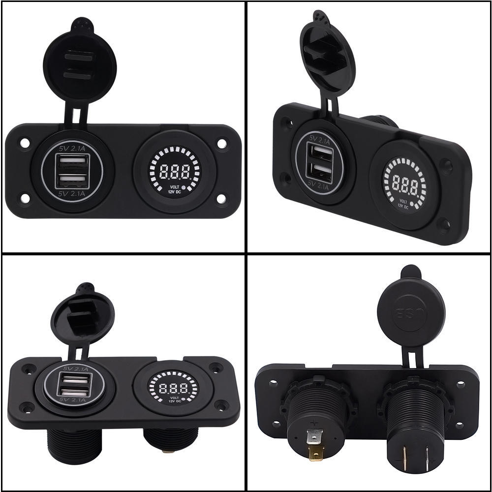12 В светодиодный Duel Car 2 USB-порта зарядное устройство с вольтметром постоянного тока цифровой автомобиль/мотоцикл/лодка прикуриватель разветвитель гнезда