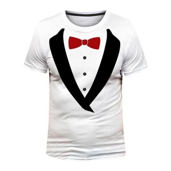 Мужская футболка, имитация костюма-двойки, пуловер, топы с круглым вырезом, короткий рукав, дышащая повседневная одежда