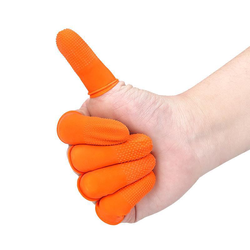 Orange Anti-Static Latex Finger Covers for Industrial Use - Disposable, Wear-Resistant, Dust-Free, Anti-Slip Protection