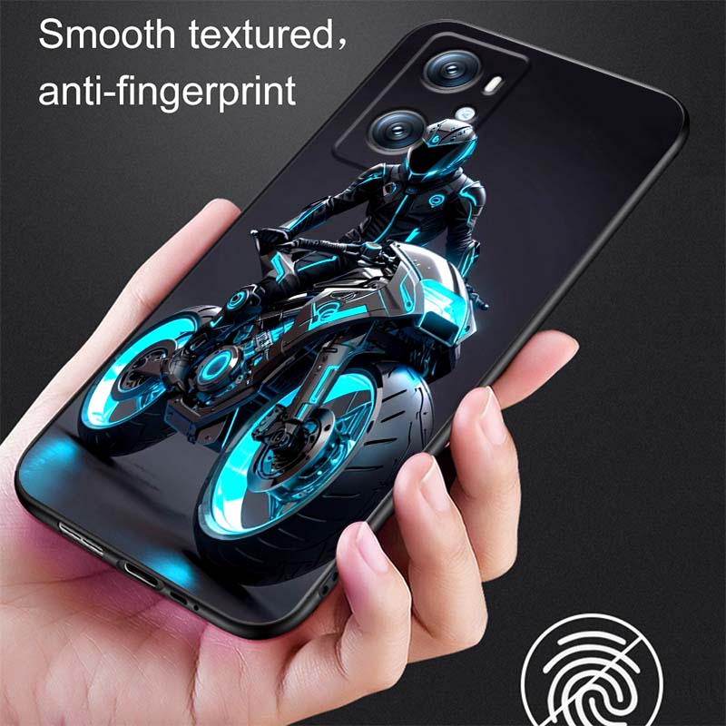 Креативная крутая наклейка для мотоциклиста Для OPPO Reno 5 6 7 A96 A40 A58 Realme GT A74 A78 Neo2 A74 A78 Find X5 X3 X7 X8 Черный чехол для телефона