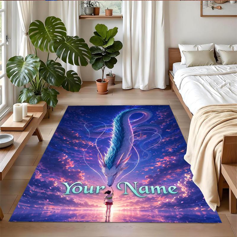 Crystal Velvet Rug Custom Name Text, Soft Non Slip Floor Mat Home DecorSpirited Away