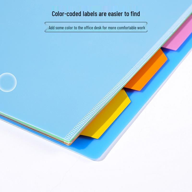 Разделитель цветной индексный Tranbo A4 на 11 отверстий, 5-страничная PP папка