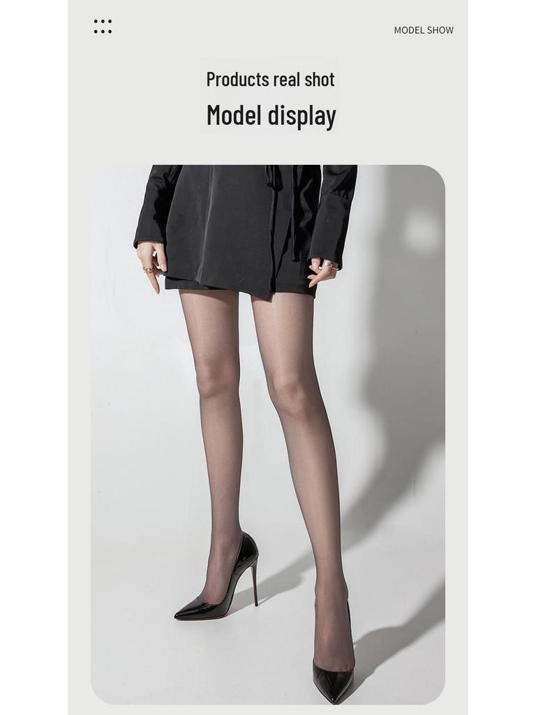 Женские ультратонкие чулки с антизацепляющим узором в виде ананаса – телесного и черного цвета