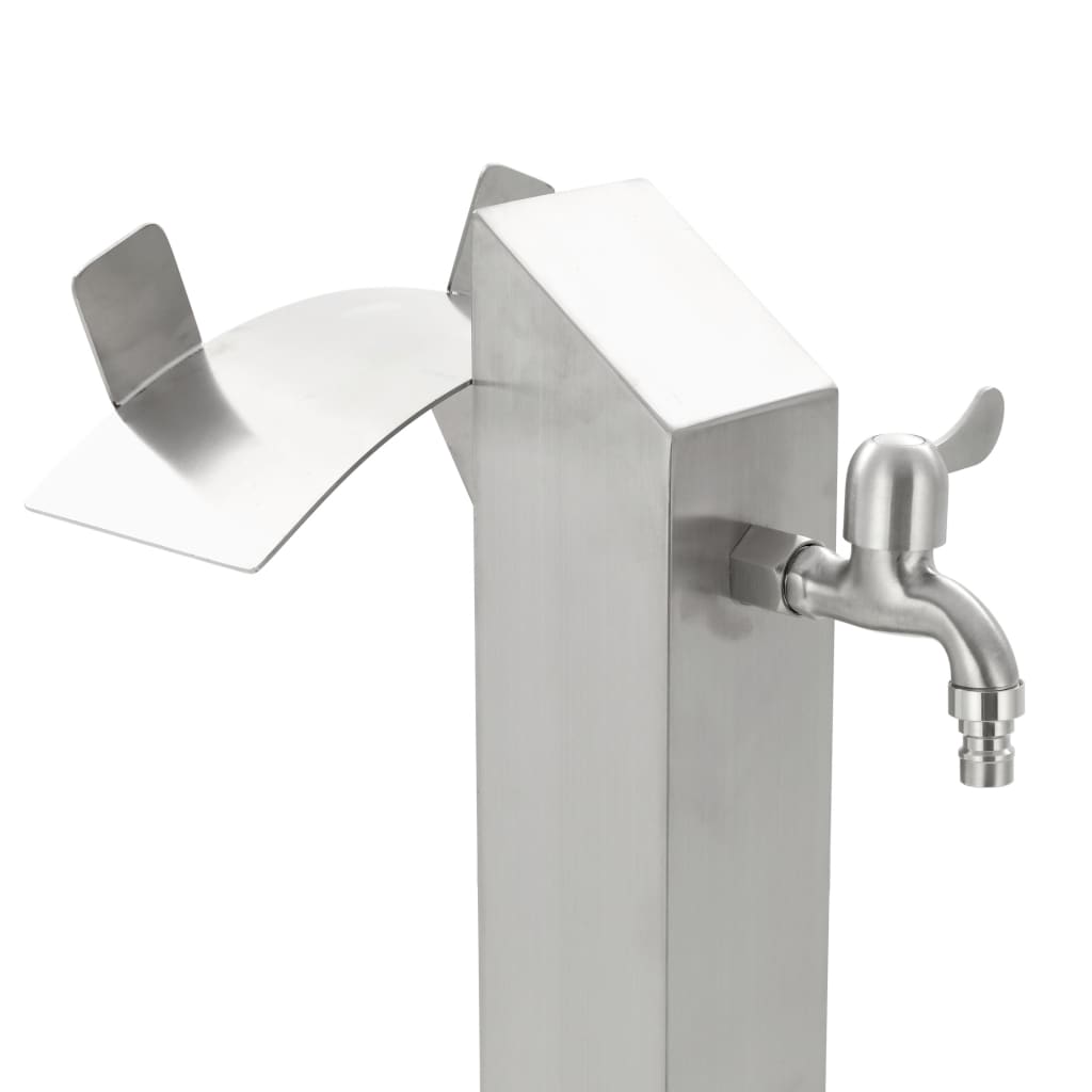 vidaXL Garten-Wassersäule Edelstahl Quadratisch 95 cm