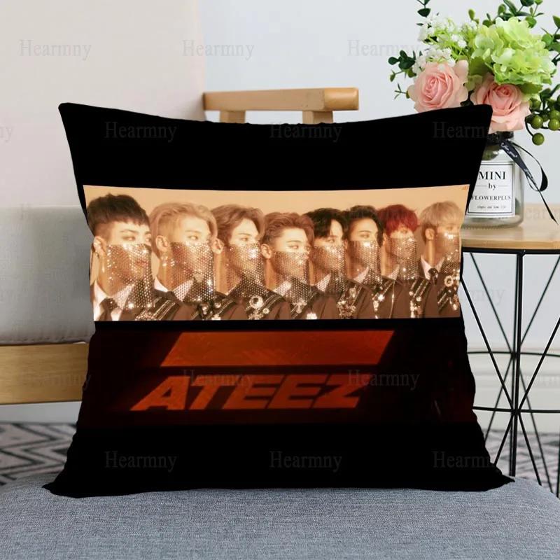 Индивидуальная наволочка KPOP ATEEZ для спальни, домашнего офиса, декоративная наволочка, квадратная, на молнии, атласная, мягкая, не выцветающая