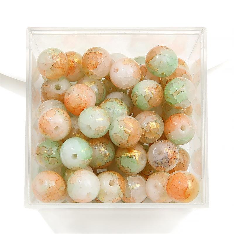 10 мм стеклянные бусины-попки Halo Inside Broken Round Бусины из глазури Ретро-бисер ручной работы Diy Ice Crack Jewelry Бусины-попки для изготовления ювелирных изделий