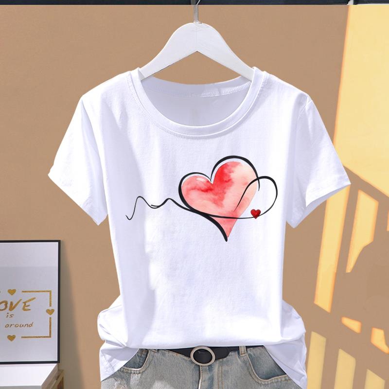 (Asian Size) Women's Top 90s Trend Butterfly Cute Short Sleeve T-shirts Fashion T Clothing Print Female Casual Graphic Tee