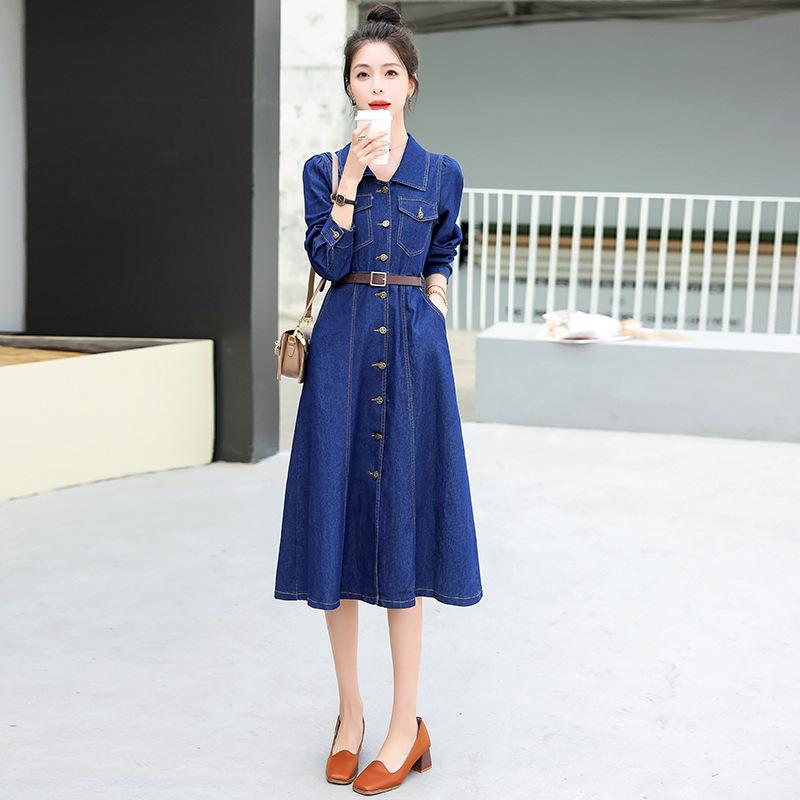 2024 Ранняя осень Европейское облегающее джинсовое платье - модная, омолаживающая, высококачественная женская длинная юбка