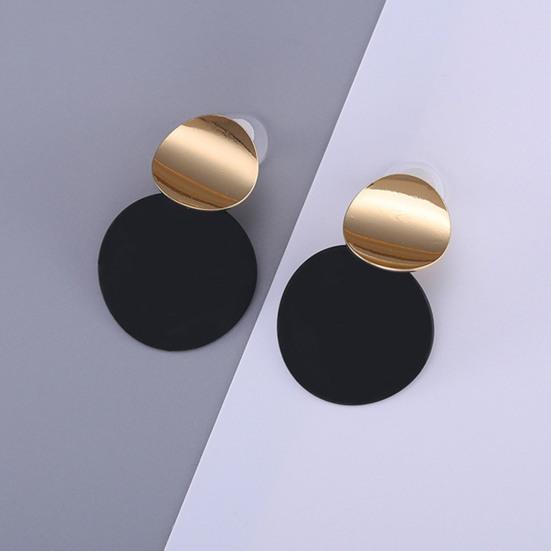 1 пара сережек-гвоздиков с геометрическим рисунком, блестящий металл, маленький, большой, круглый лист, изящный, минималистичный, гипоаллергенный