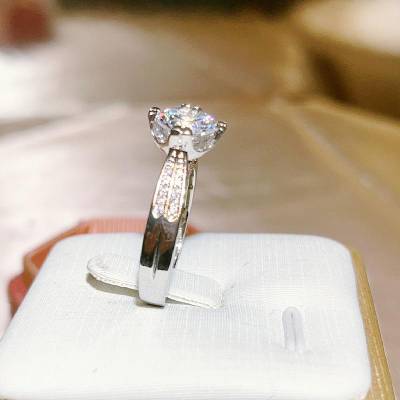 Кольцо с бриллиантом в цирконе, модное женское кольцо, ювелирное украшение, муассант, бриллиантовое кольцо