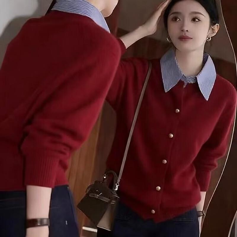 Zose Elegant Faux-Layer Collared Knit Sweater