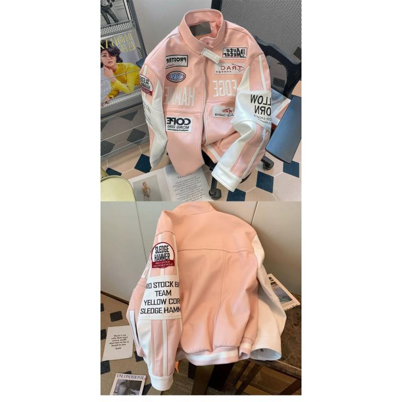 Unisex Retro Racing Jacket With Full Embroidery Stripe Design Loose Fit Cotton Windcheater Casual Wear