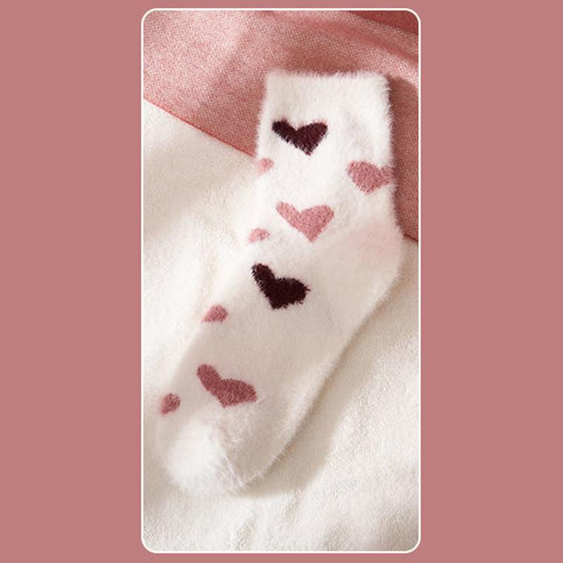 Smooth Women's Socks Mink Velvet Socks Female Autumn And Winter Plus Velvet Thick Tube Socks Warm Floor Socks Coral Velvet Sleep Socks