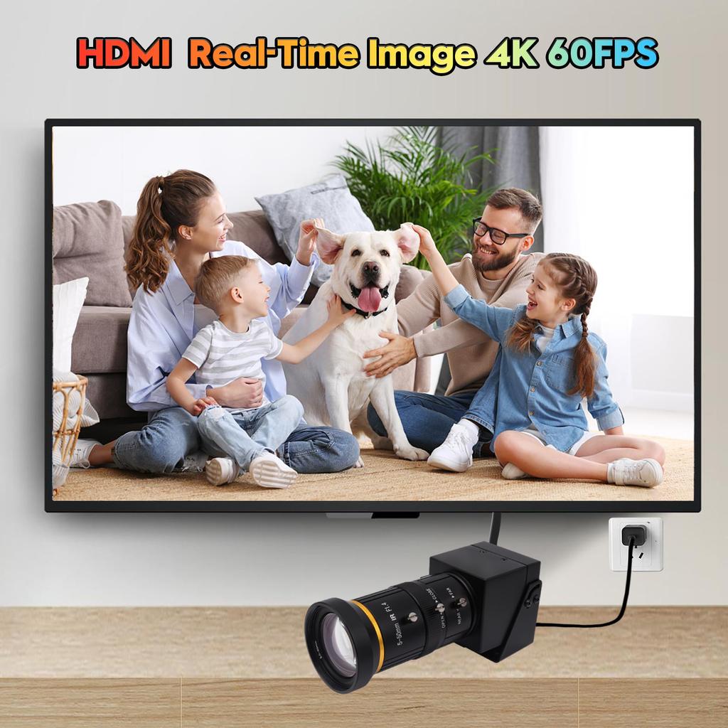 SVPRO 4K USB Camera with 10x Optical Microscope 60fps Dual Output Video Streaming Webcam for Raspberry and Monitors Zoom, 5-50mm Lens, HDMI/USB3.0