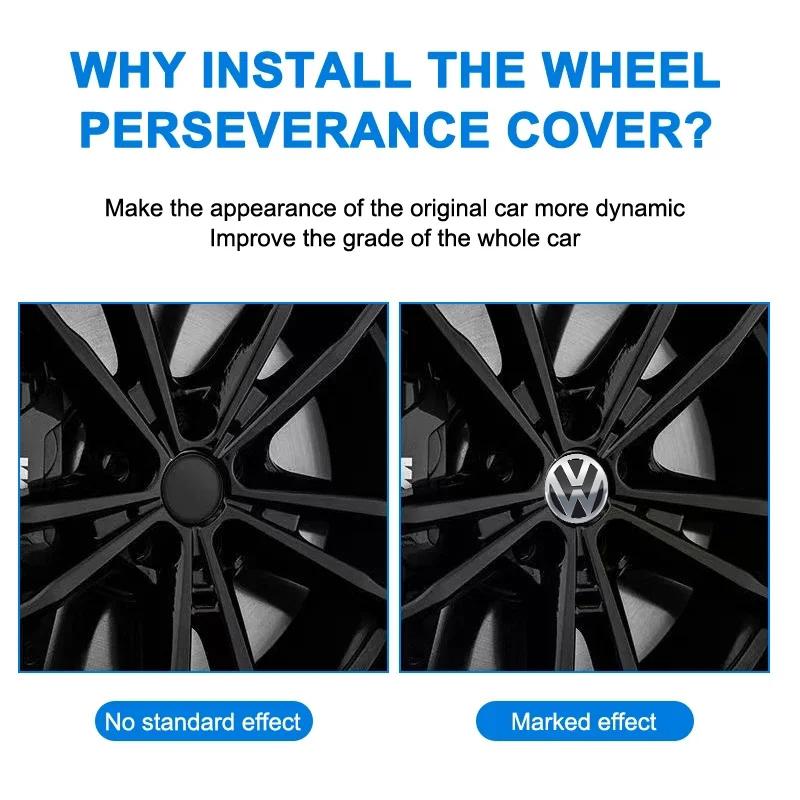 VW Car Accessories Wheel Center Cover Stickers Hub Cap Sticker Tire Valve For VW GTI Polo Passat Golf Tiguan Jetta T-ROC BeetleZF3