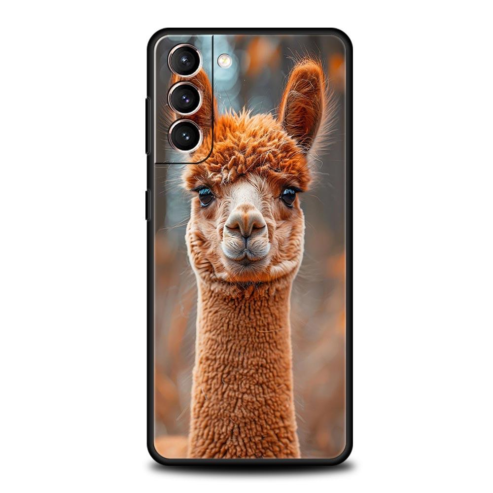 Kawaii Alpaca lovely Phone Case For Samsung Galaxy S24 S23 S22 S20 Ultra S21 FE 5G S10 S9 Plus S10E S8 Soft Silicone Cover