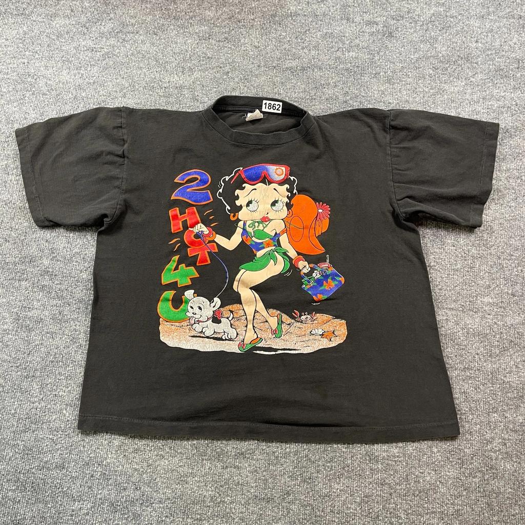 Винтажная футболка Betty Boop 90-х 2-Hot-4U Женская XL 24x24 Черная