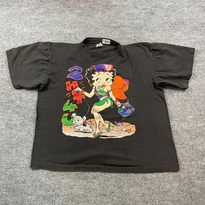 Винтажная футболка Betty Boop 90-х 2-Hot-4U Женская XL 24x24 Черная