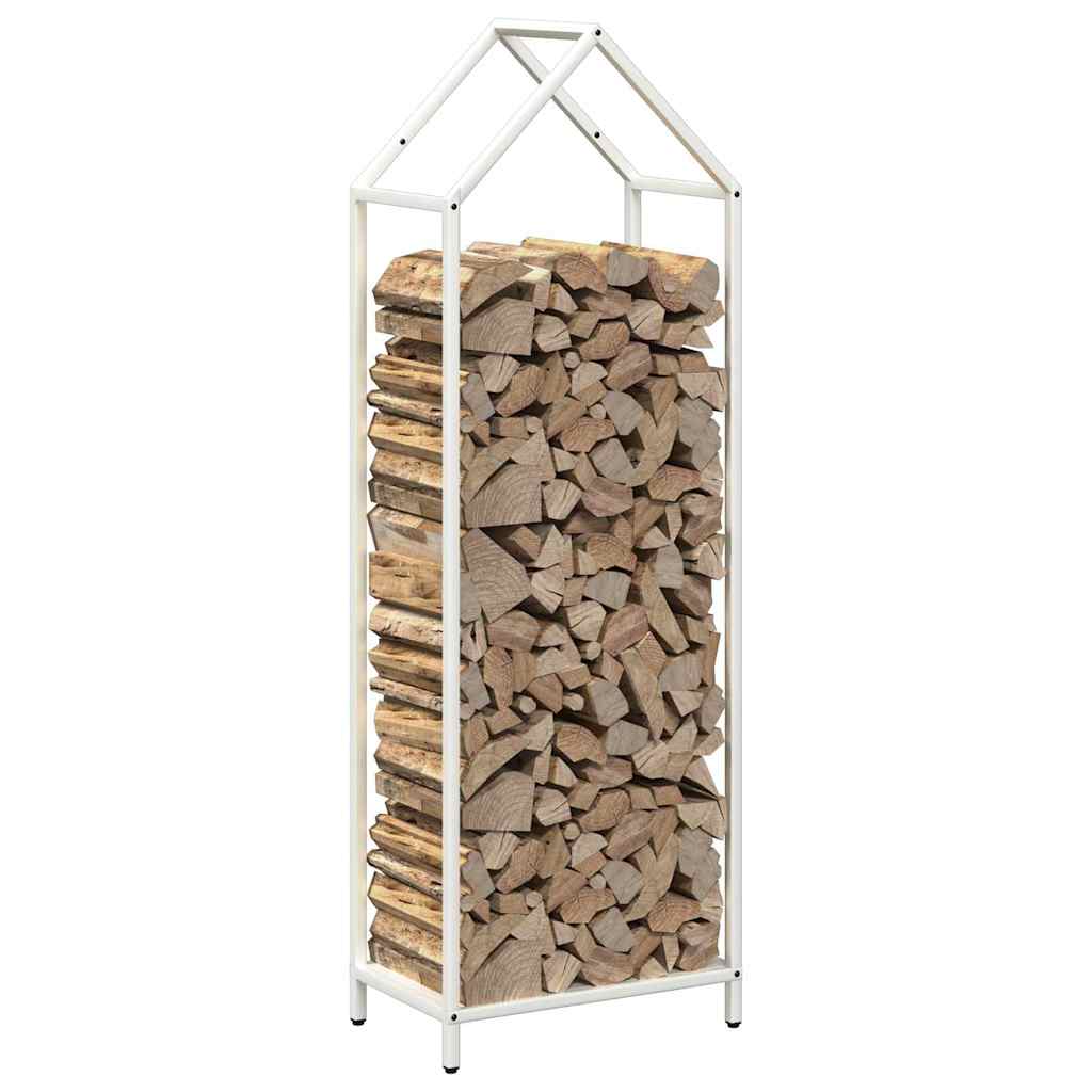 Firewood Rack White 40 x 25 x 120 cm Cold Rolled Steel