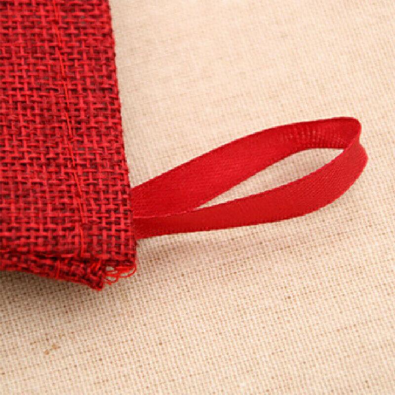 Lovely Xmas Printed Stocking Decorations, Santa Claus Ornament, Linen Tree Hanging Socks, Christmas Gift Candy Bags