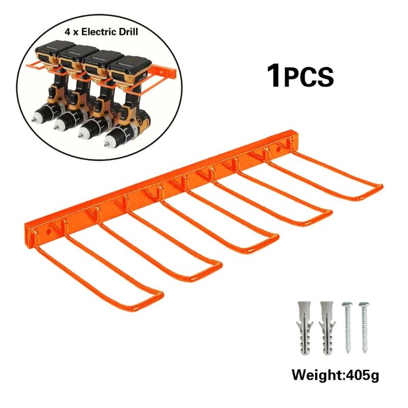 Органайзер для полок электроинструментов 4 держателя для дрели Компактная конструкция из углеродистой стали Решение для хранения для гаражей