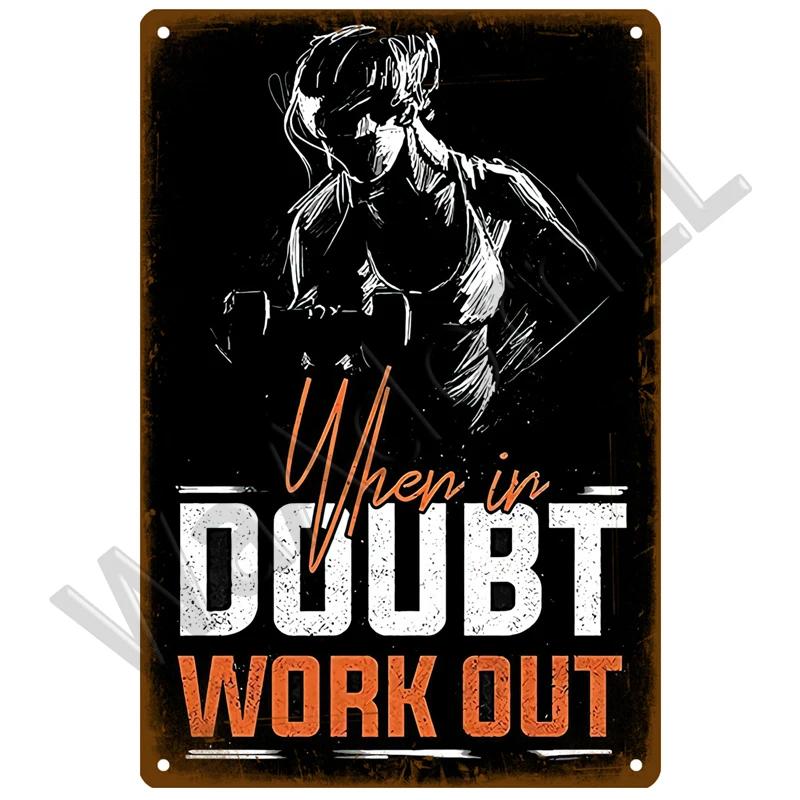 Вывеска для спортзала, металлическая вывеска, винтажный металлический плакат, металлическая табличка для тренировок, настенный декор для мужчин, жестяная вывеска для спортзала в пещере, декоративная тарелка для фитнеса