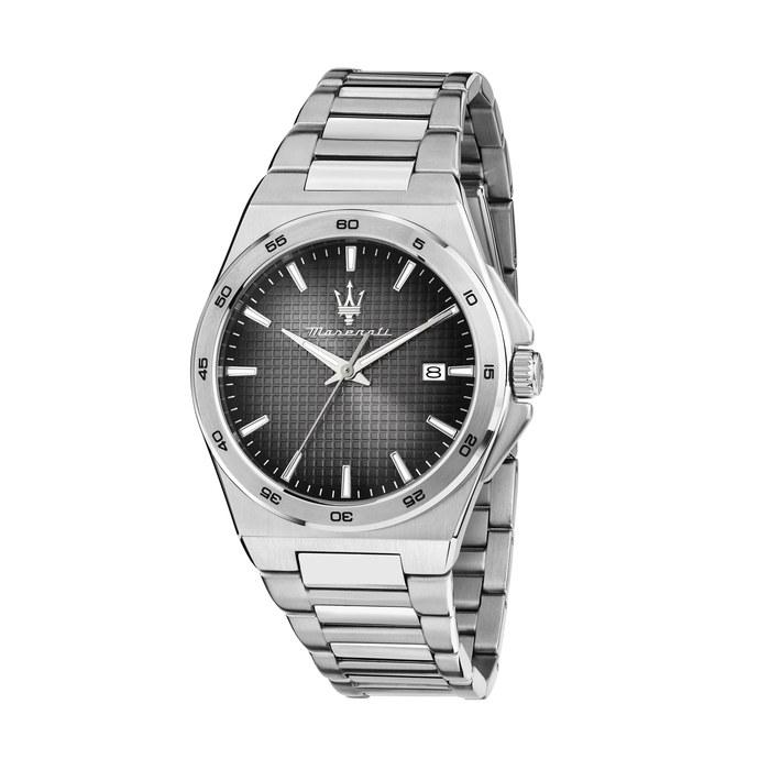 Maserati Men's Watch Stainless Steel Bracelet Gray Dial Date Display Sport Watch Silver