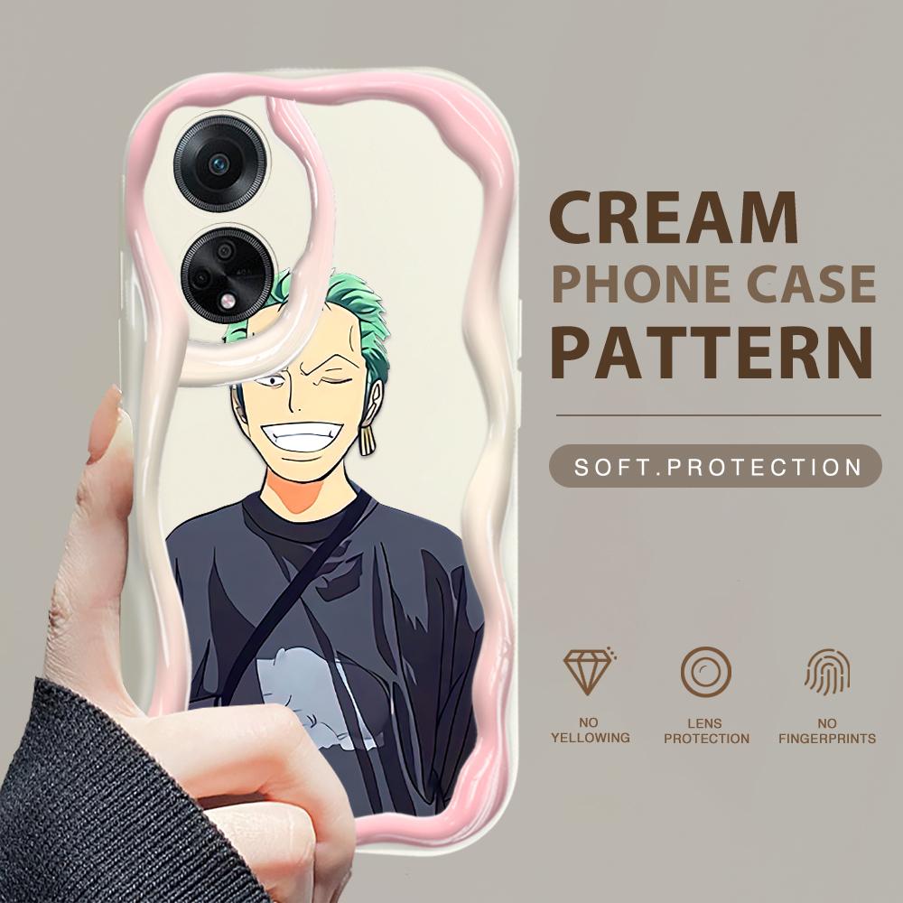 Cute Cartoon Pattern Cream Texture Casing Wavy Edge Soft Silicone Cover Phone Case for OPPO Reno Realme