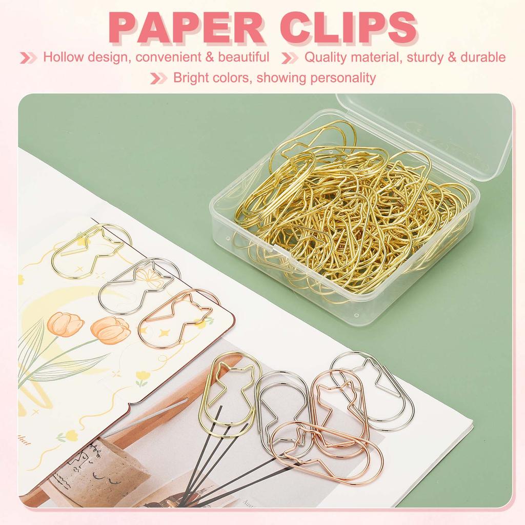 20/50/100Pcs Cat Shape Paper Clip Metal Cute Small Paper Clamp Clips for Office Supplies Craft Scrapbook Document Note Sorting