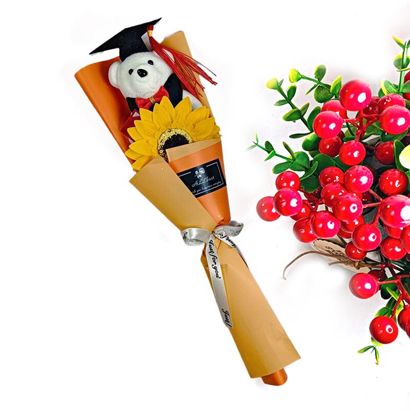Докторантура Бакалавр Выпускной Кукла Букет Выпускной Сезон Подсолнух Роза Одиночный Мультяшный Медведь Подарок на День Учителя