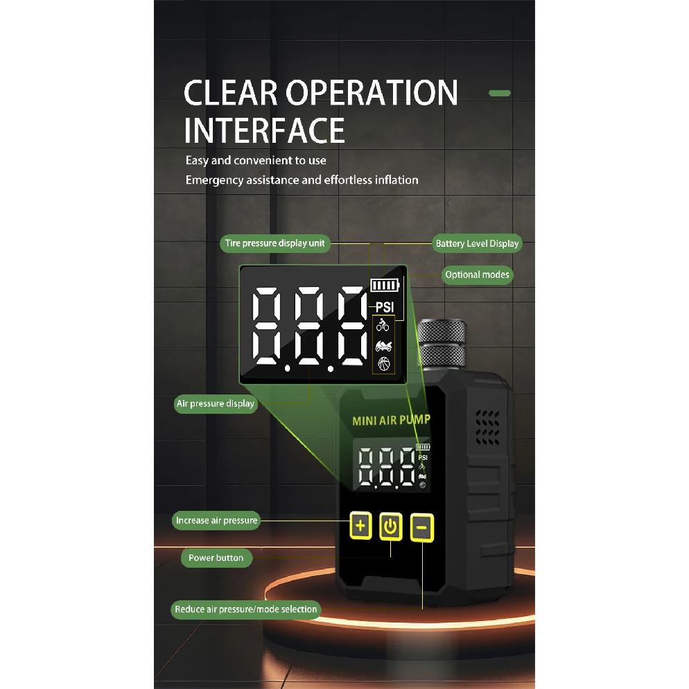 150Pis Mini Portable Bike Electric Air Pump 500mAH Type-C Compressor Tire Inflator MTB Road Bicycle Pump with LED Display