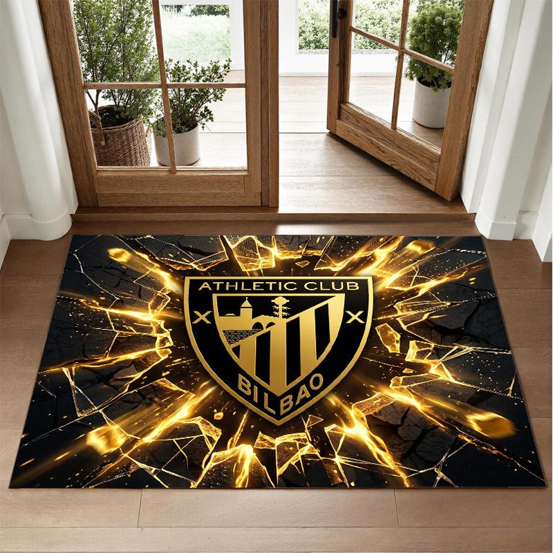 Athletic Bilbao Football Design Crystal Velvet Rug Soft Decorative Mat for Bedroom Entrance