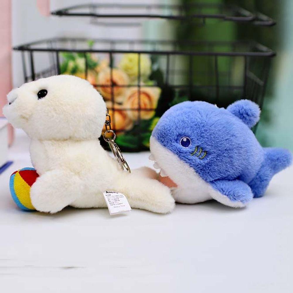 Shark Animal Beluga Plush Keyring Marine Animal Orca Plush Keychain DIY Trinket   Toddlers