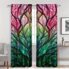 2pcs Floral Stained Glass Window Curtains   Room Darkening   Polyester   Holiday Decor   Home Decor   Rod Pocket Curtains