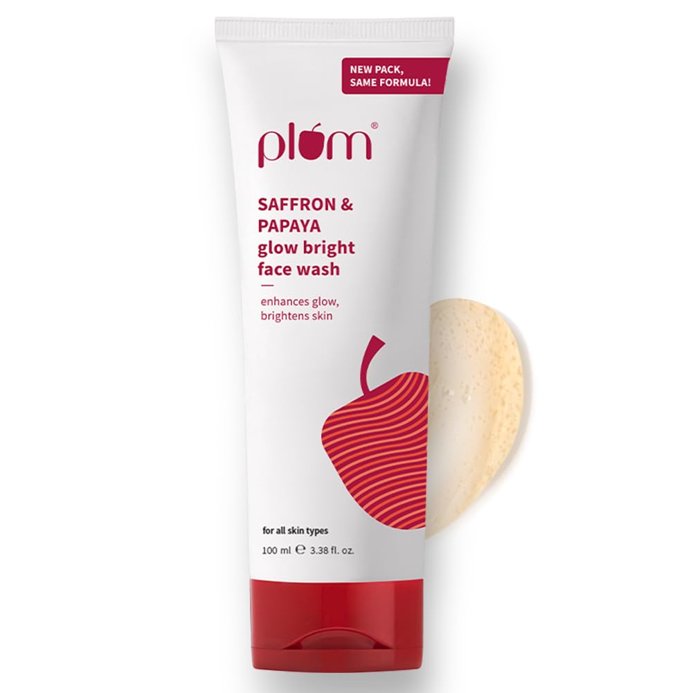 Plum Saffron Papaya Glow Brightening Face Wash Non Drying Daily Gel Cleanser For Dull Uneven Skin Women Men 100 ml