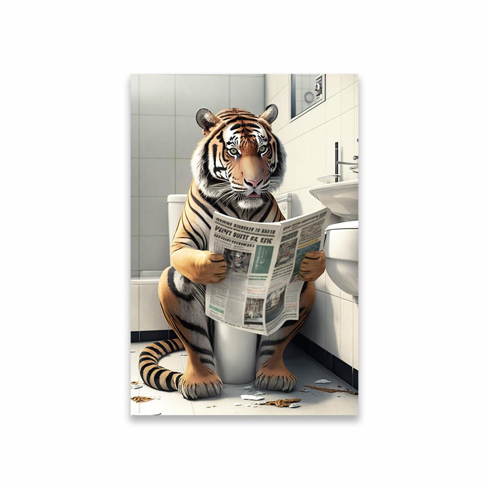 Funny Nice Animal Art Posters Animal Dog Cat Wall Art Prints Fun Bath Wall Decoration Canvas Painting Modern Toilet Decoration