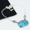 Natural Tibtan Turquoise Gemstone Handmade 925 Sterling Silver Electroform Necklace, Tibtan Turquoise Silver For Wife Unisex Pendant  Gift For Her