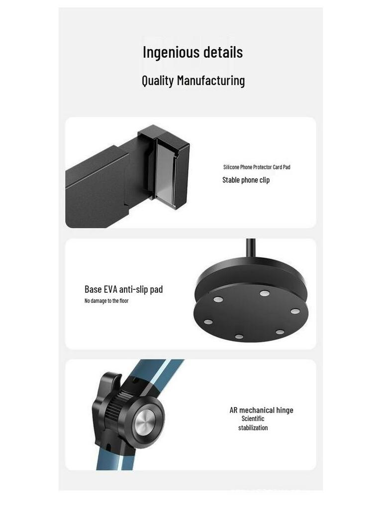 360° Rotating Floor Mobile Phone Stand for Live Broadcasts and Overhead Shots
