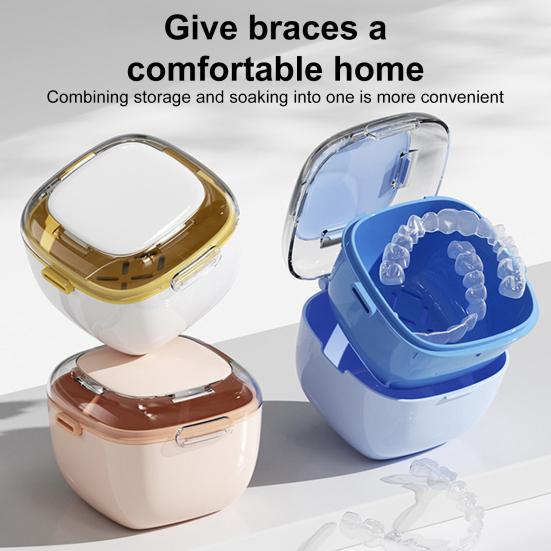 Двухслойный держатель для зубных протезов, контейнер для хранения брекетов, не содержащий бисфенол-А, компактный портативный дренажный многослойный портативный футляр для хранения зубных протезов