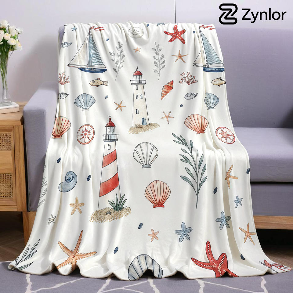 Coastal Lighthouse Ultra Soft Sherpa Fleece Blanket Fluffy Warm Halloween Cozy Throw for Sofa Couch Bedroom Gift All season