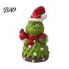 Decorative Resin Crafts Christmas Green Monsters Ornament with Santa Hat And Scarf, Frog Party Supplies Figurine for Home Decoration, Outdoor